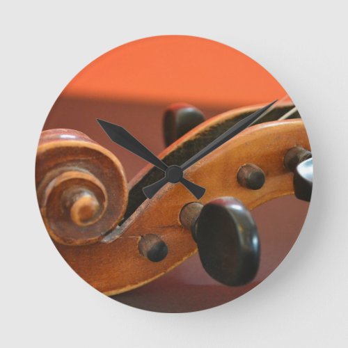 Violin classical stringed musical instrument round clock