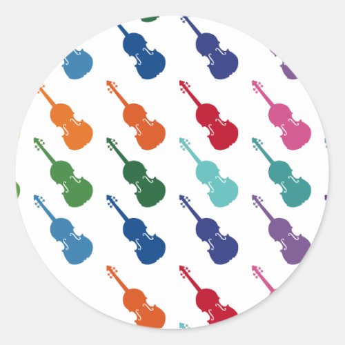 Violin Colorful Fun Array Music Classic Round Sticker