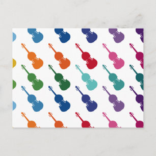 Violin Colorful Fun Array Music Postcard