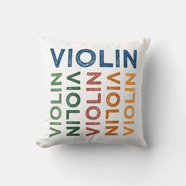 Violin Cute Colorful Throw Pillow (Front)