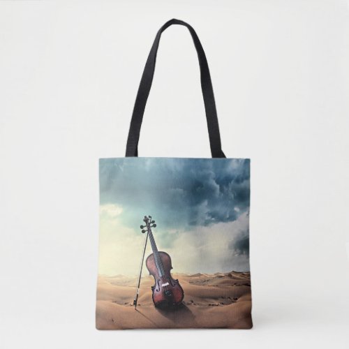 Violin Desert Tranquility Tote Bag