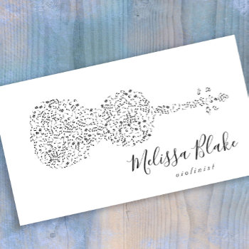 Violin Design Black And White Business Card by musickitten at Zazzle