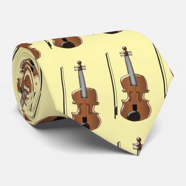 Violin Design Neck Tie (Rolled)