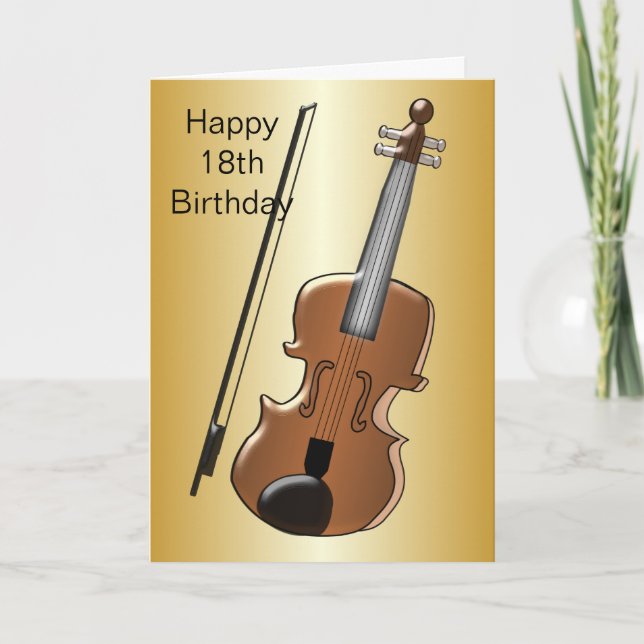 Violin Design Personalised 18th Birthday Card (Front)