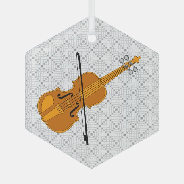 Violin Drawing Glass Ornament (Front)