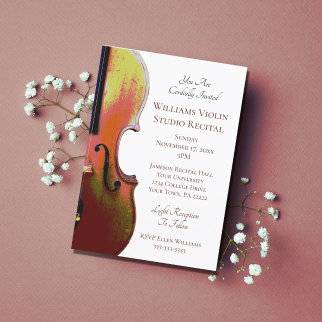 Violin Elegant Music Recital Burgundy Invitation (Creator Uploaded)