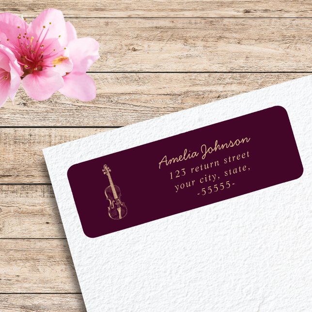 Violin Elegant Script Music Teacher Modern Label (Creator Uploaded)