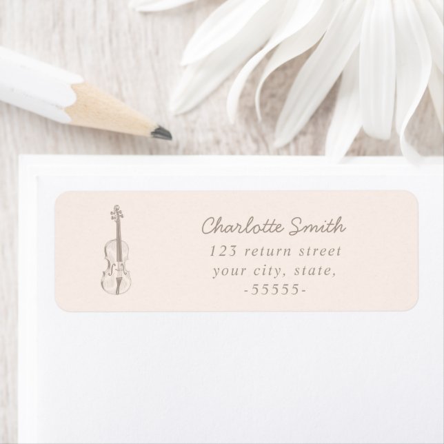 Violin Elegant Script Music Teacher Modern Pink Label (Insitu)