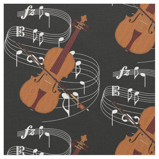 Violin Fabric Dark Fabric Zazzle
