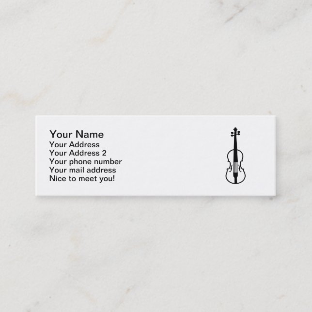 Violin Fiddle Mini Business Card (Front)
