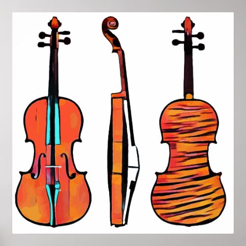 violin fiddles original musical instruments art poster