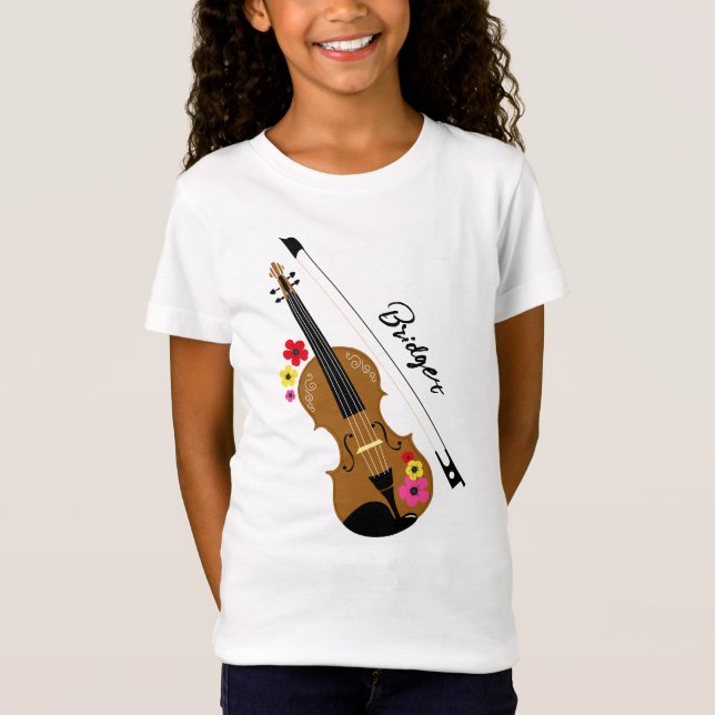 Violin Floral Classical Music Personalised T-Shirt (Front)