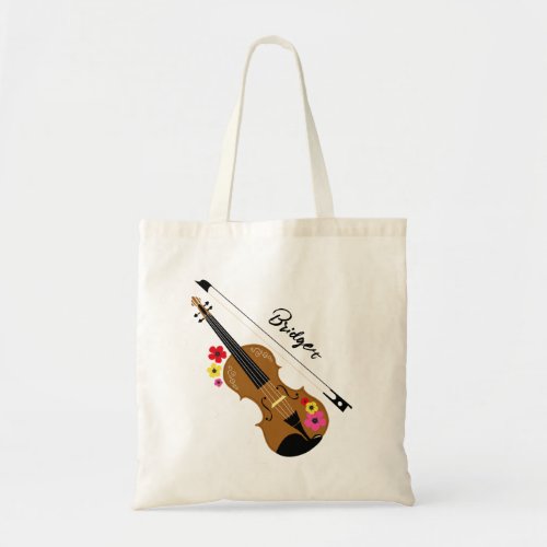 Violin Floral Classical Music Personalised Tote Bag
