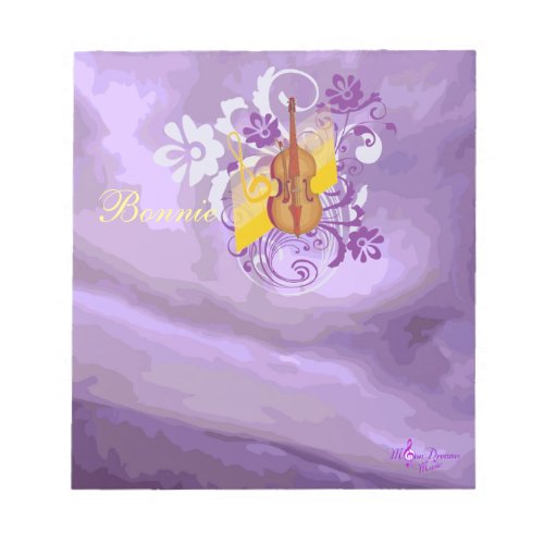Violin Floral Swirl Purple Abstract Small Notepad