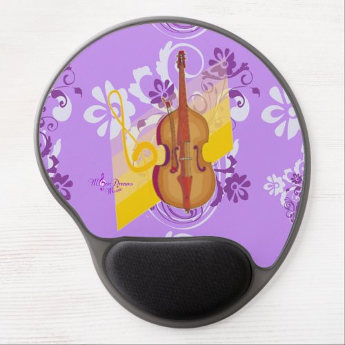 Violin Floral Swirl Purple Gel Mousepad