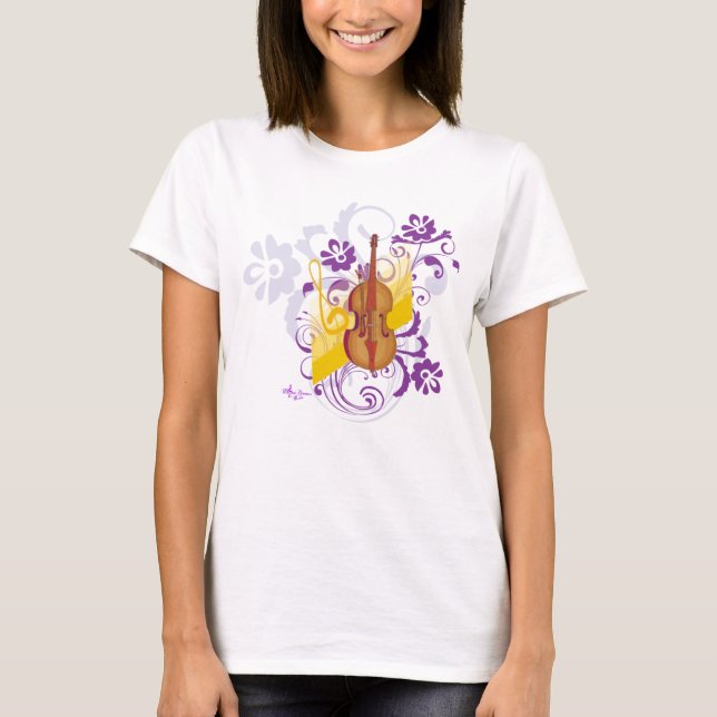 Violin Floral Swirl Spaghetti Straps Tank Top (Front)