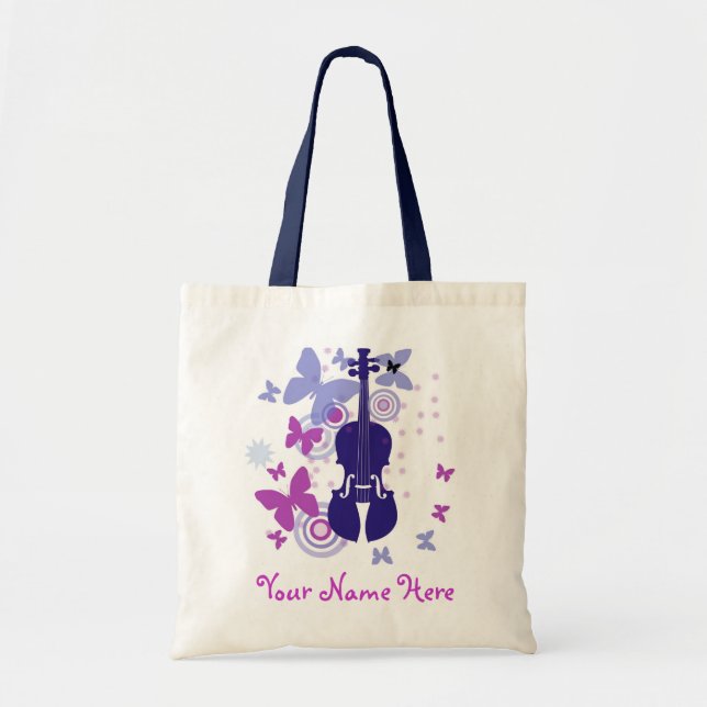 Violin Flutter Tote with Your Own Name (Front)