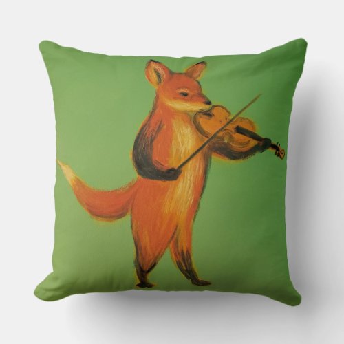 Violin Fox Throw Pillow