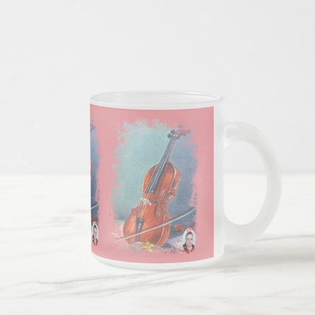 Violin Frosted Glass Coffee Mug (Right)
