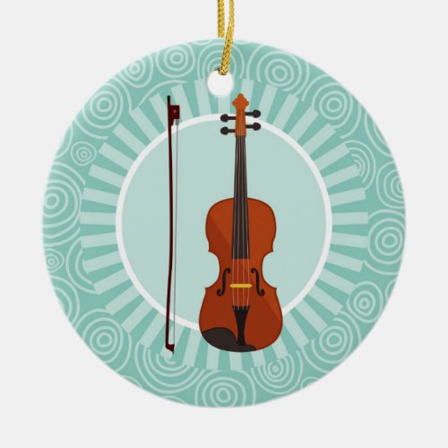 Violin Fun Turquoise Swirl Music Ceramic Ornament