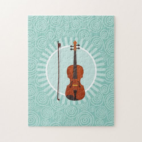 Violin Fun Turquoise Swirl Music Jigsaw Puzzle
