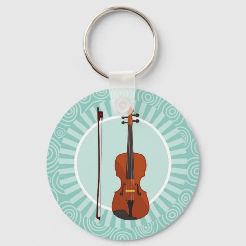 Violin Fun Turquoise Swirl Music Keychain