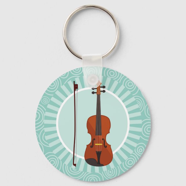 Violin Fun Turquoise Swirl Music Keychain (Front)