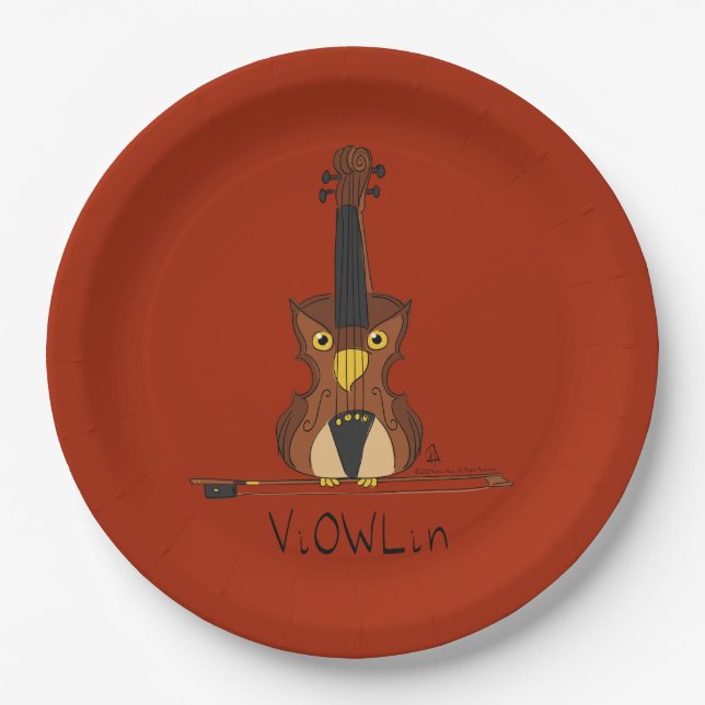 Violin Funny Cute Paper Plates (Front)