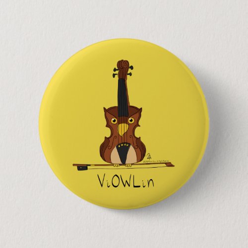 Violin Funny Musician Cartoon Button