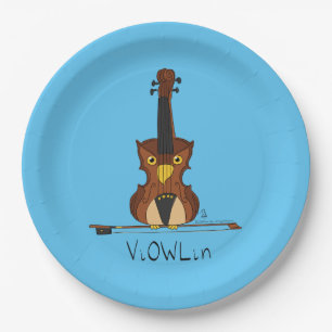 Violin Funny Musician Cartoon Paper Plates