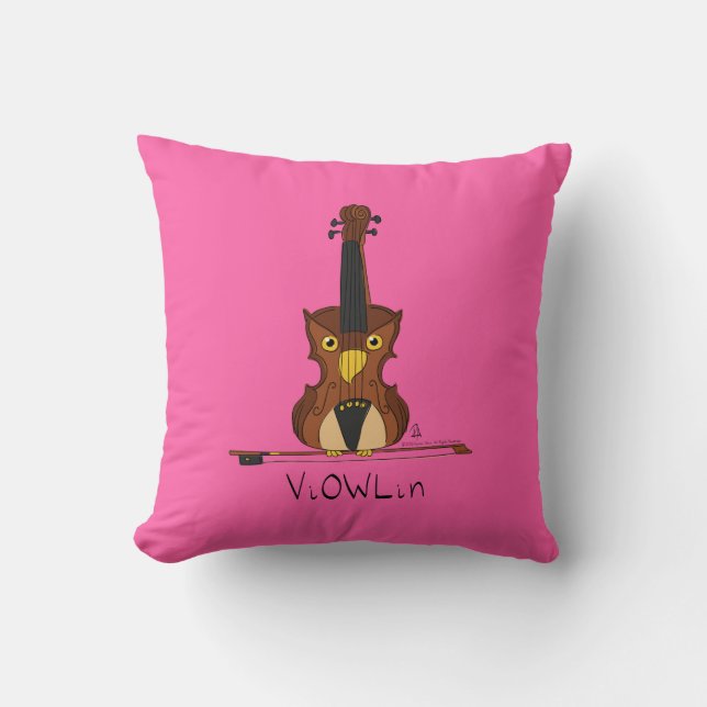 Violin Funny Musician Cartoon Throw Pillow (Front)