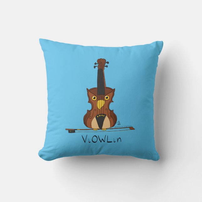 Violin Funny Musician Cartoon Throw Pillow (Front)