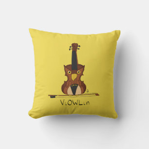 Violin Funny Musician Cartoon Throw Pillow