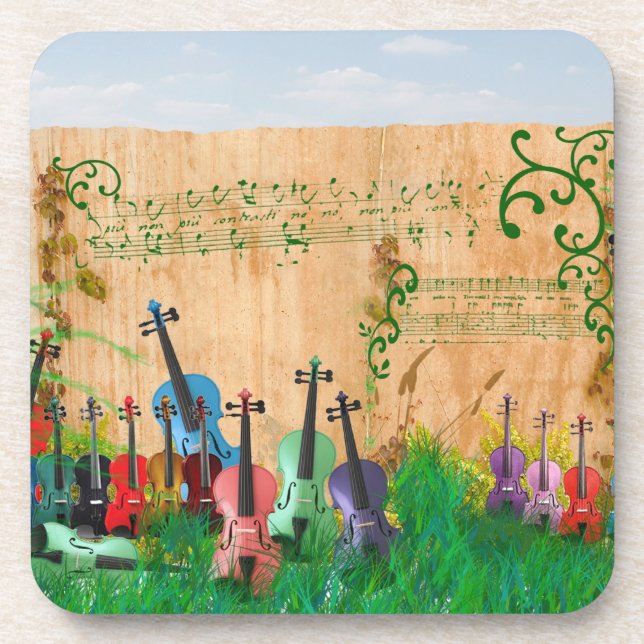 Violin Garden Drink Coaster (Front)