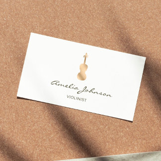 Violin Gold Elegant Musician  Business Card
