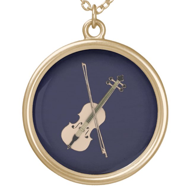 Violin  gold plated necklace (Front)
