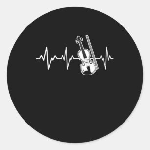 Violin Heartbeat Classic Violinist Gift Idea Round Sticker