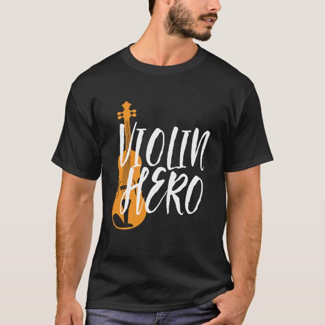 Violin Hero Vintage Violinist Orchestra Music T-Shirt (Front)