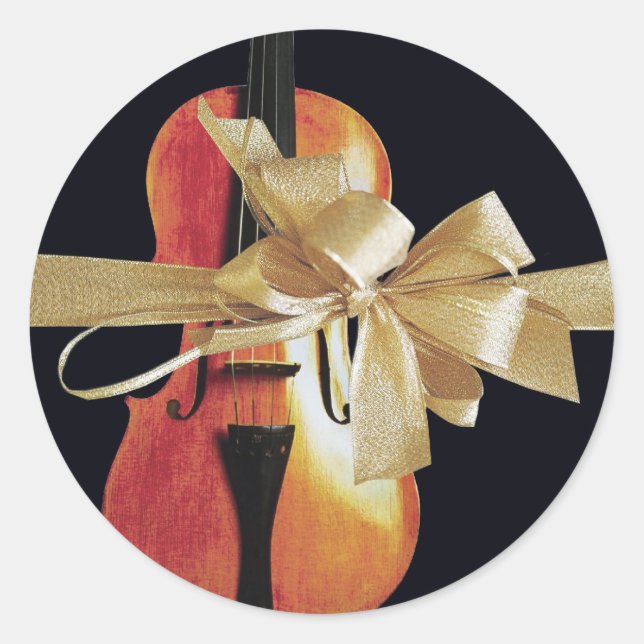 Violin Holiday Classic Round Sticker (Front)
