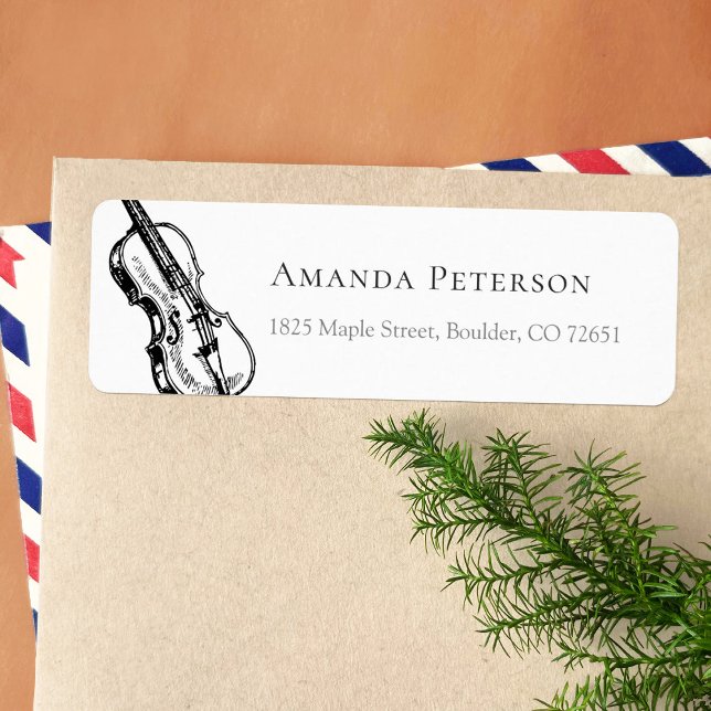 Violin Illustration Violinist Return Address Label (Creator Uploaded)