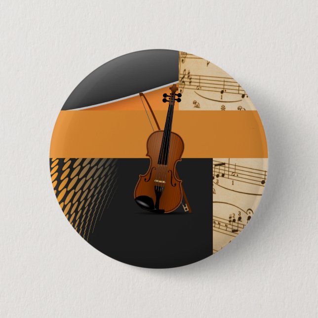 Violin in Abstract Pinback Button (Front)