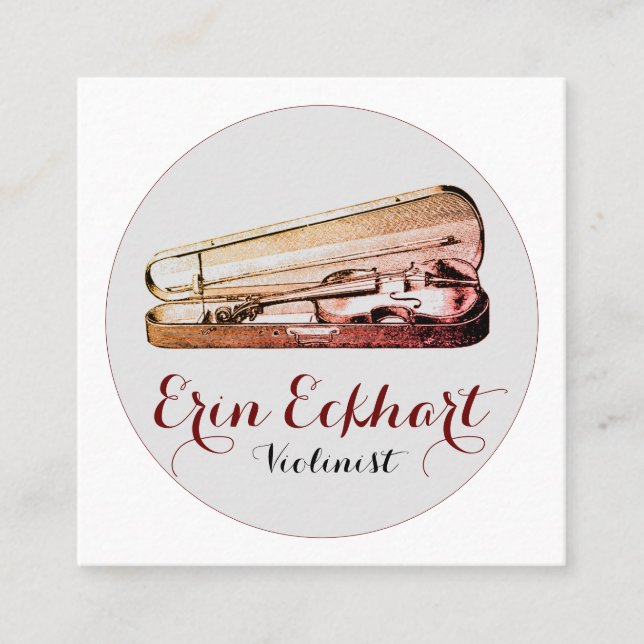 Violin In Case Violinist Musician Square Business Card (Front)