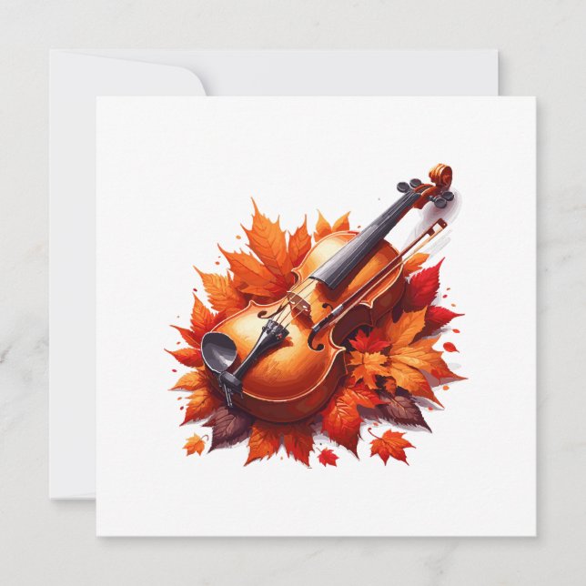Violin in the bed of leaves invitation (Front)