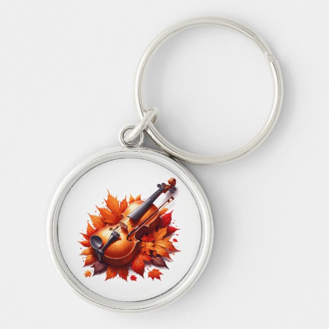 Violin in the bed of leaves keychain (Front)