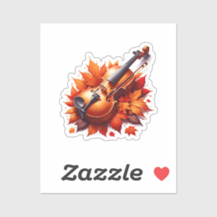 Violin in the bed of leaves sticker