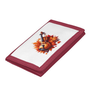 Violin in the bed of leaves tri-fold wallet