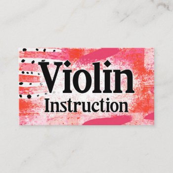 Violin Instruction Lessons Hot Pink Business Cards by NeatBusinessCards at Zazzle