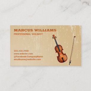 Violin Instrument Grunge Business Card
