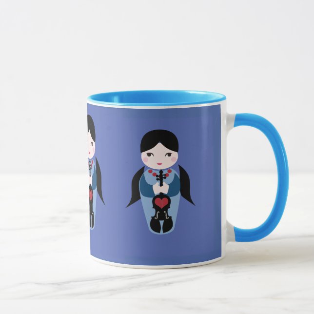 Violin Kokeshi Doll Coffee Mug (Right)