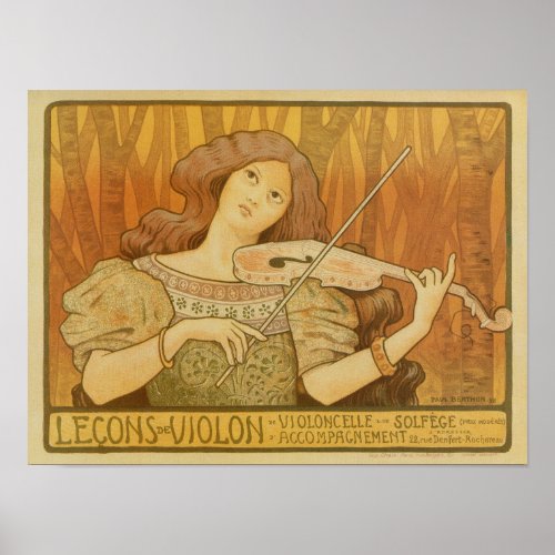 Violin lessons vintage French advertising Poster